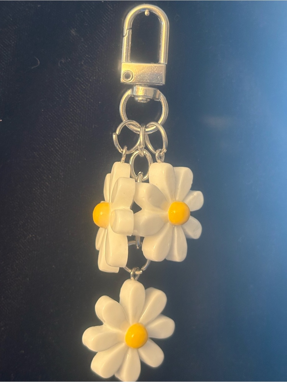 White and Yellow Daisy Keychain/bag bling Charm - Women Accessories